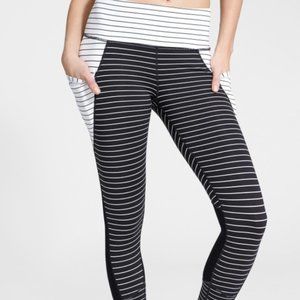 Athleta Black and Whitee Striped Relay Capri 2.0